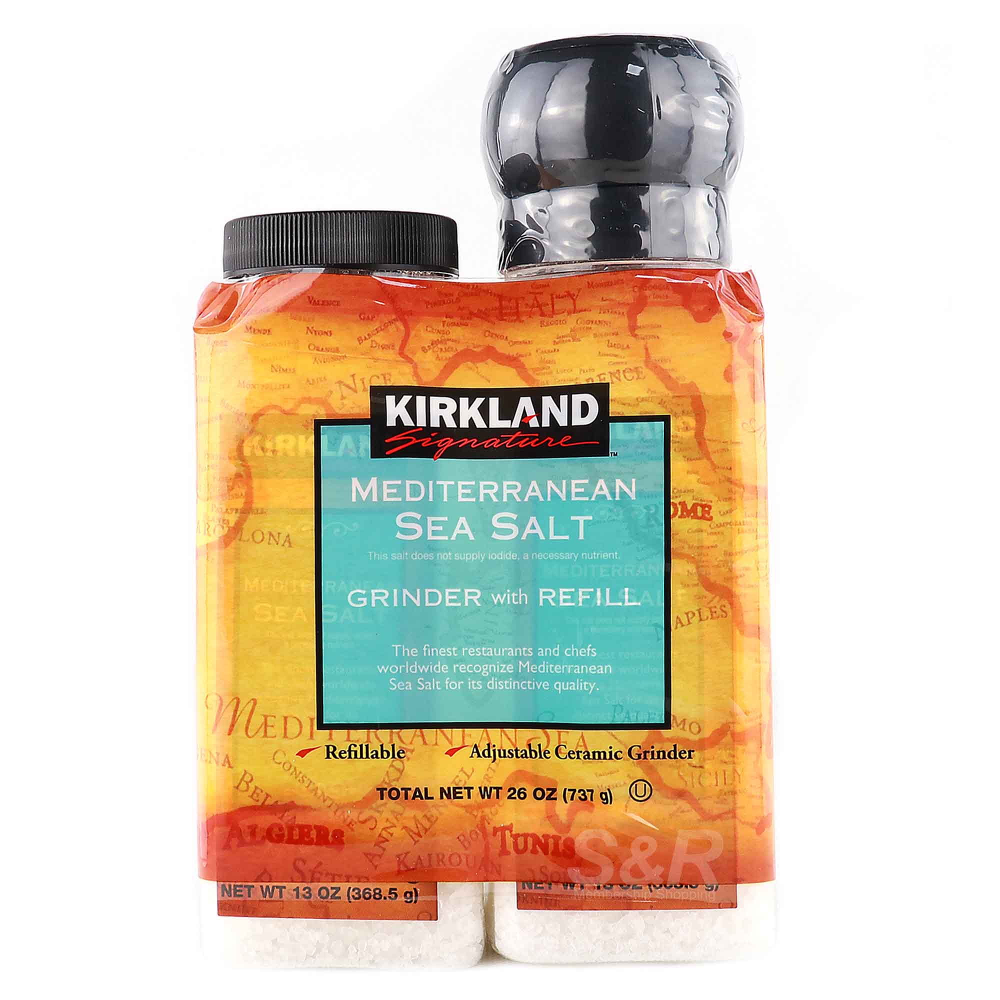 Kirkland Signature Mediterranean Sea Salt Grinder with Refill 737g